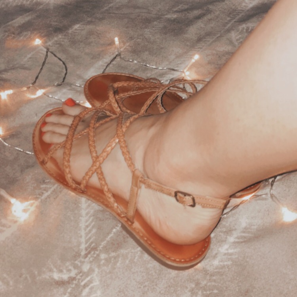 Braided Leather Strappy Sandals - Picture 2 of 2